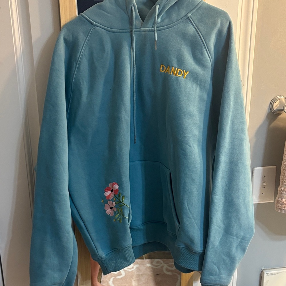 Women's Teal Hoodie with Floral Accent